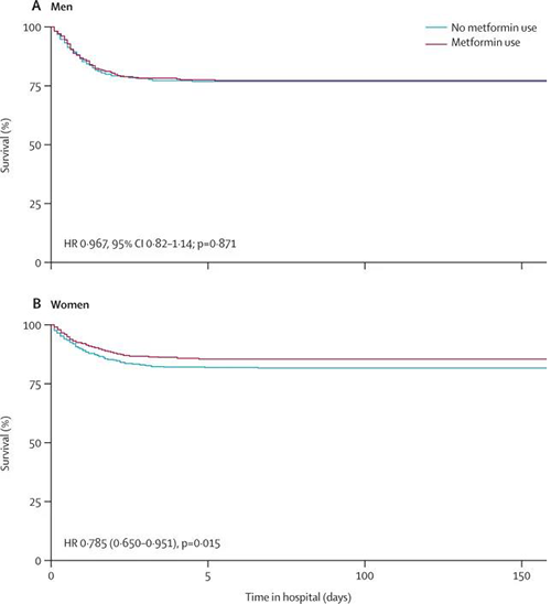 ���ԣ�A����Ů�ԣ�B����Kaplan-Meier��������